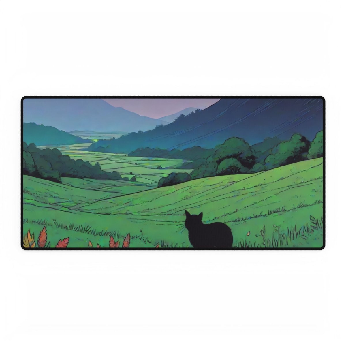 Abstract Black Cat Desk Mat Japanese Cute XL Mousepads