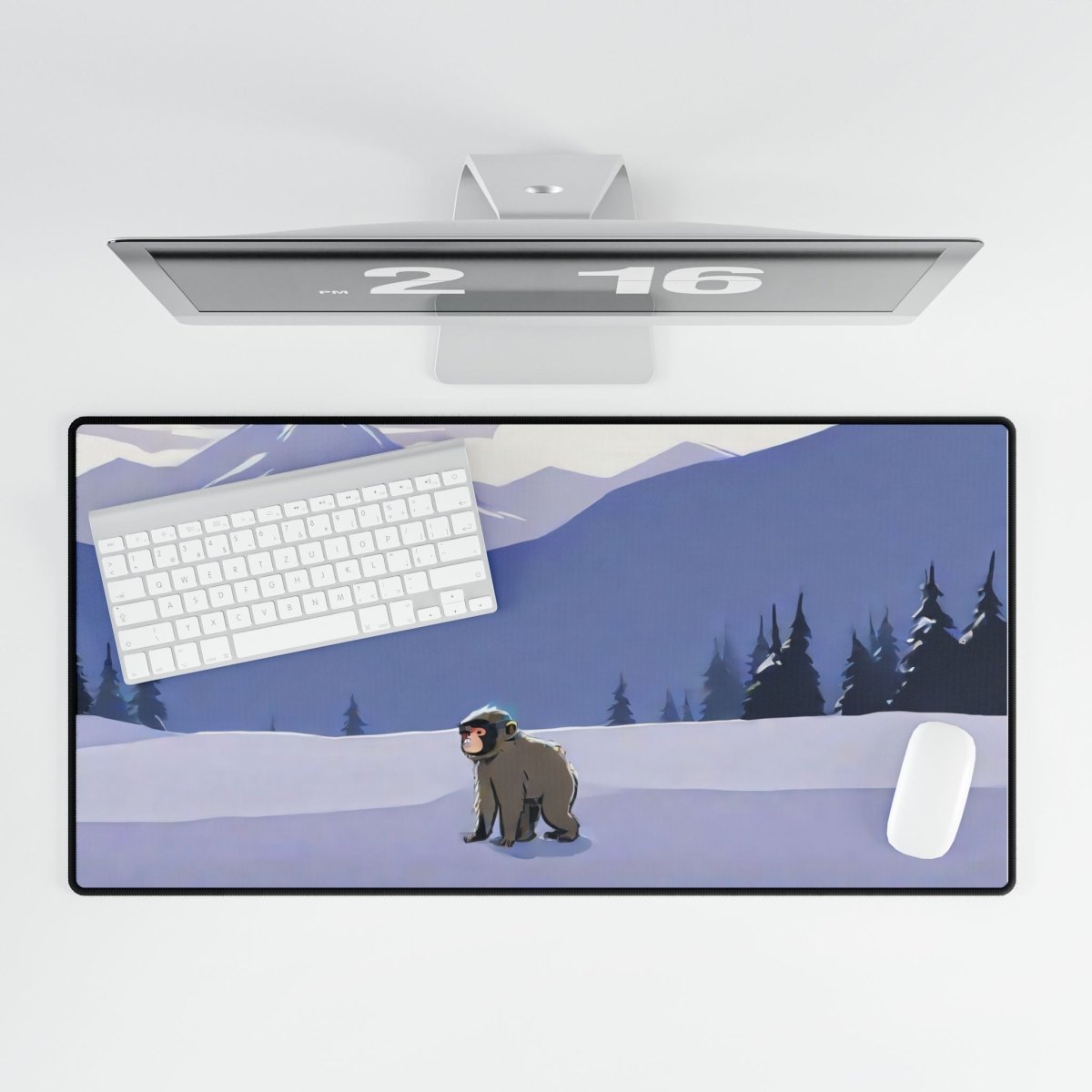 Abstract Snow Monkey Desk Mat Japanese Cute XL Mousepads