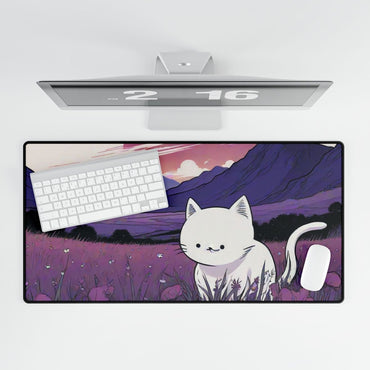 Anime White Cat Desk Mat Japanese Cute XL Mousepads