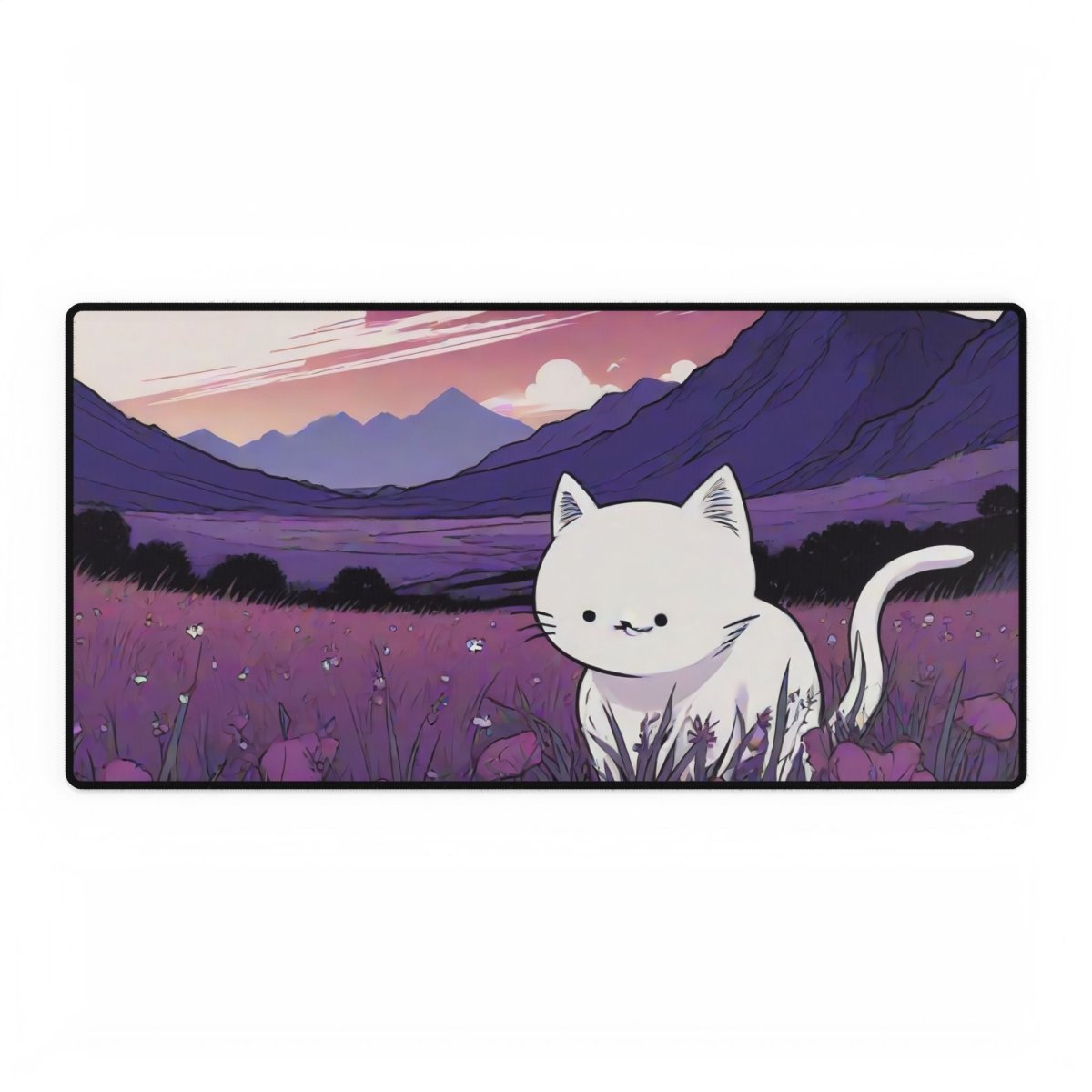 Anime White Cat Desk Mat Japanese Cute XL Mousepads