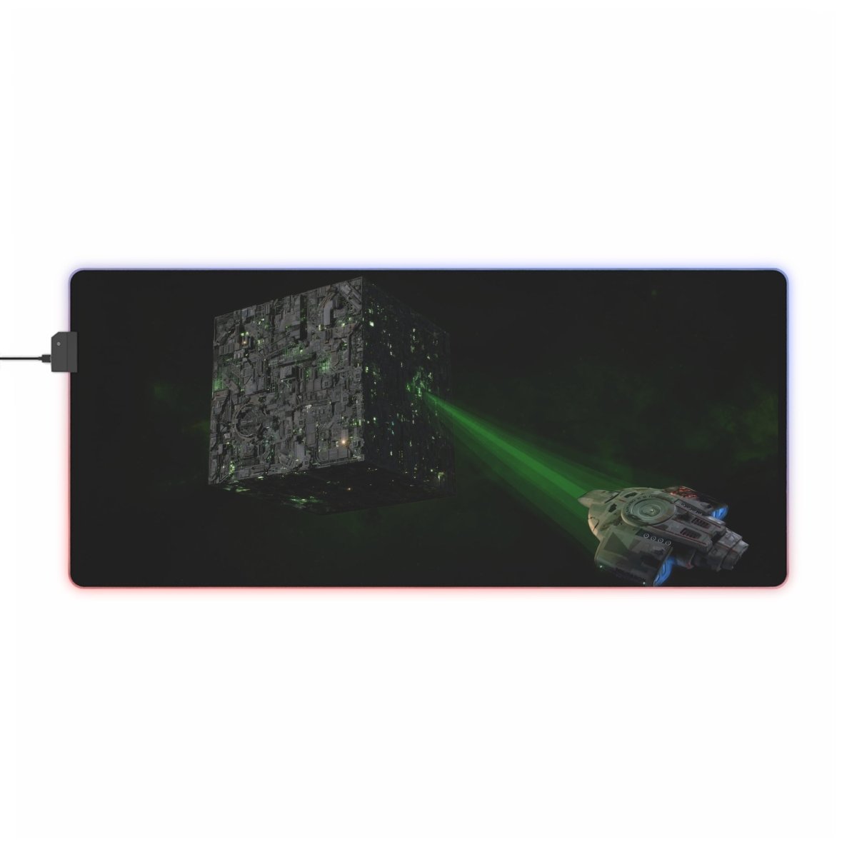 Borg Cube meets Defiant LED, ST: DS9 LED Light - Up Sci - Fi, TV & Movies XL Mousepads