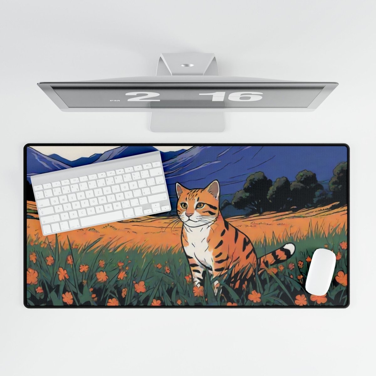 Cute Orange Tabby Cat Desk Mat Japanese Cute XL Mousepads