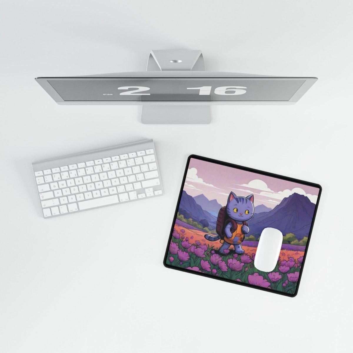 Cute Purple Cat Desk Mat Japanese Cute XL Mousepads