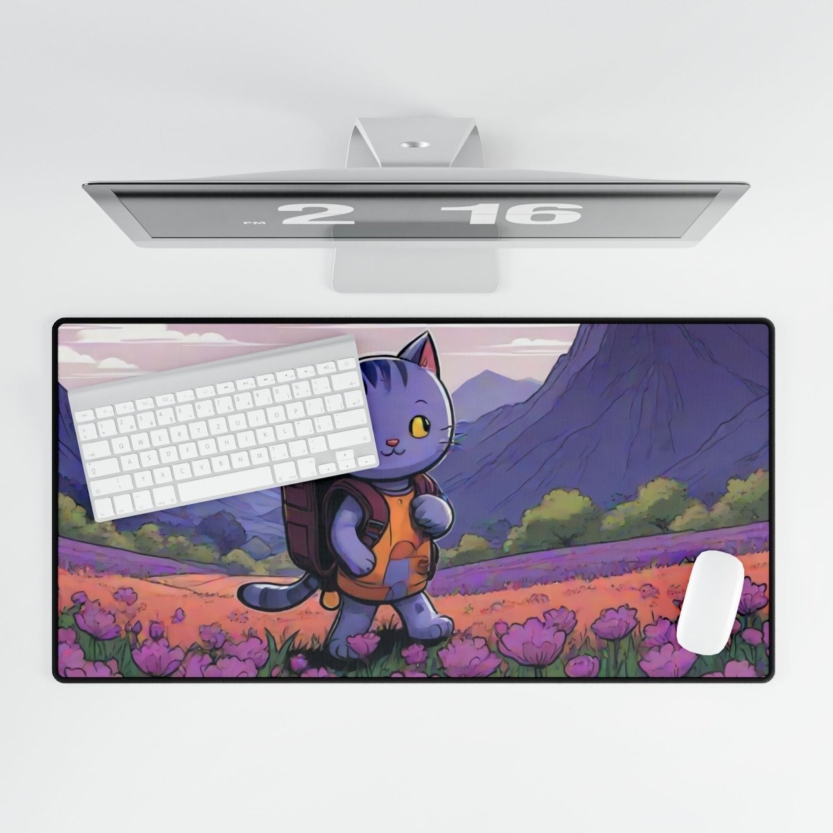 Cute Purple Cat Desk Mat Japanese Cute XL Mousepads