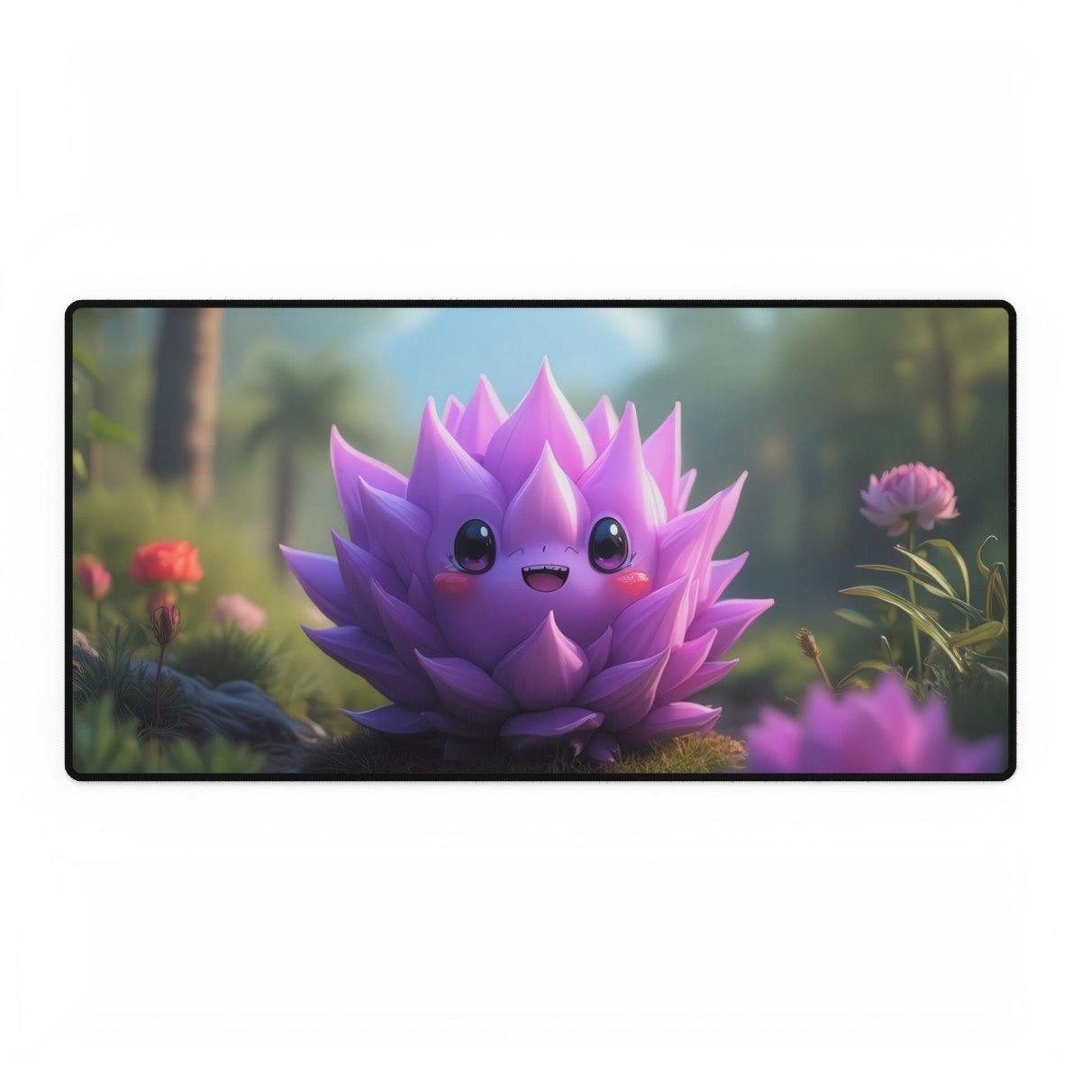 Cute Purple Flower Character Desk Mat Japanese Cute XL Mousepads