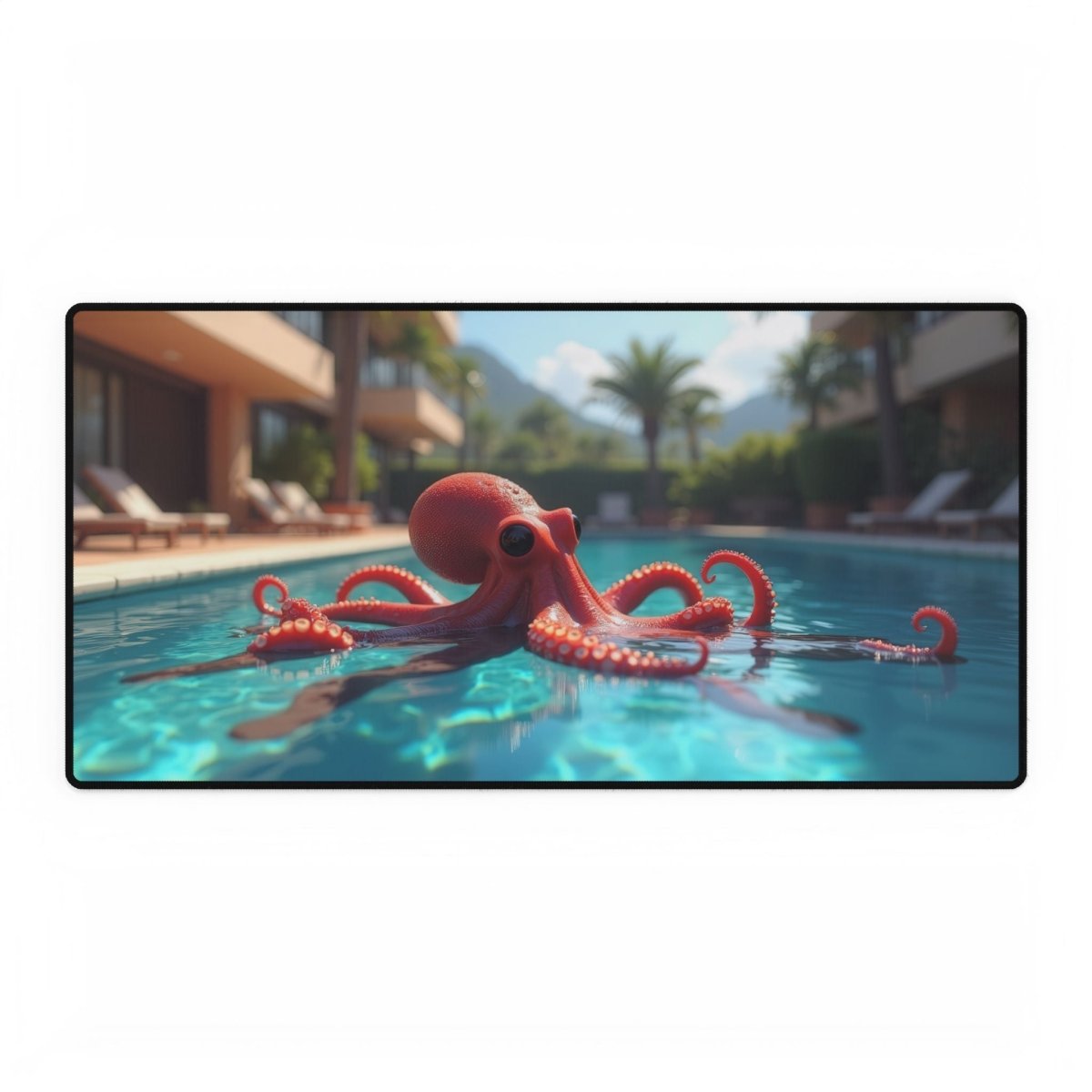 Giant Squid in Swimming Pool Desk Mat Aquatic Fish XL Mousepads