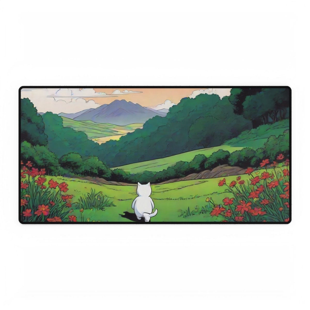 Hiking Cat Anime Kawaii Desk Mat Japanese Cute XL Mousepads