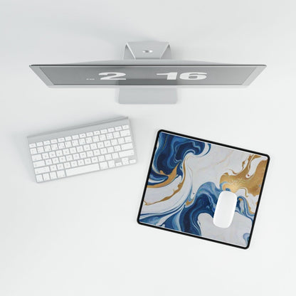 Marble White, Blue, Gold Desk Mat Bling & Glamour XL Mousepads