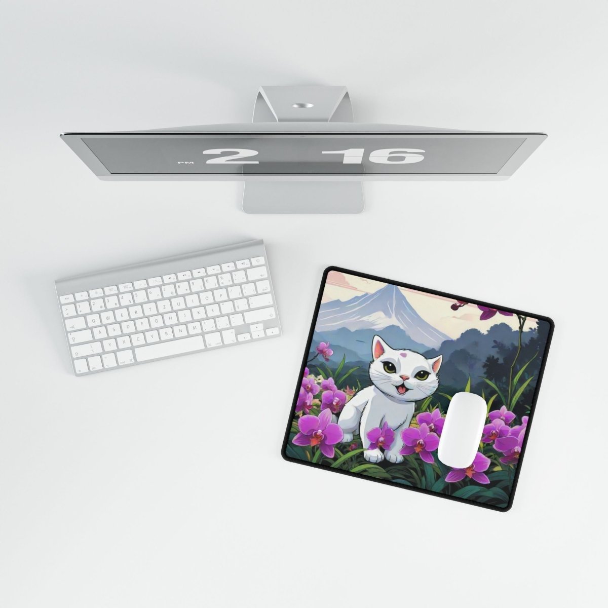 Meow Cat, Cartoon Desk Mat Japanese Cute XL Mousepads