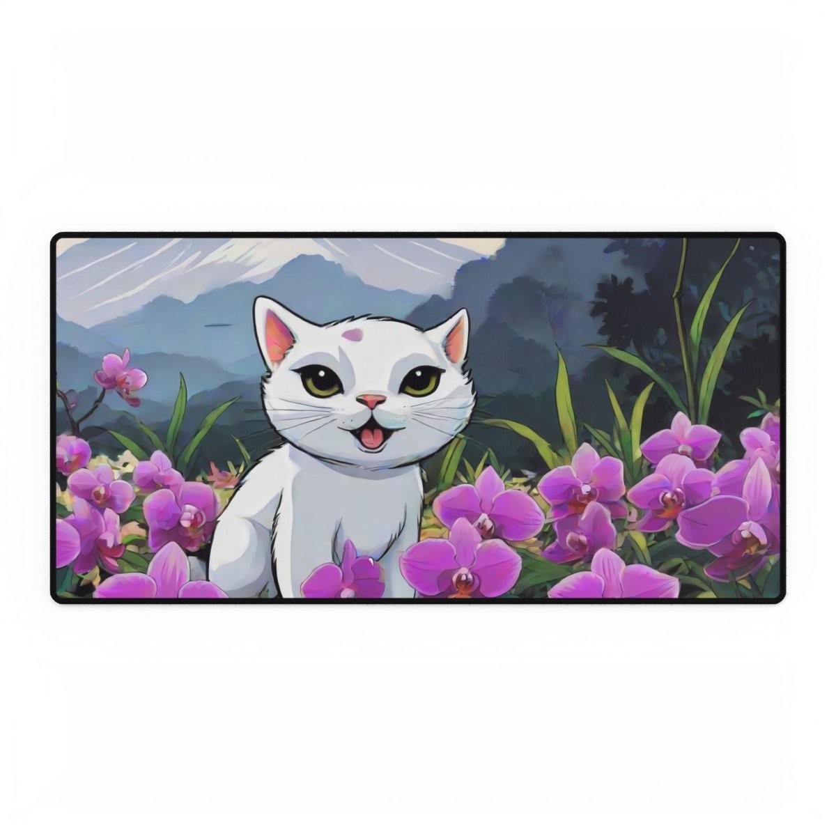 Meow Cat, Cartoon Desk Mat Japanese Cute XL Mousepads