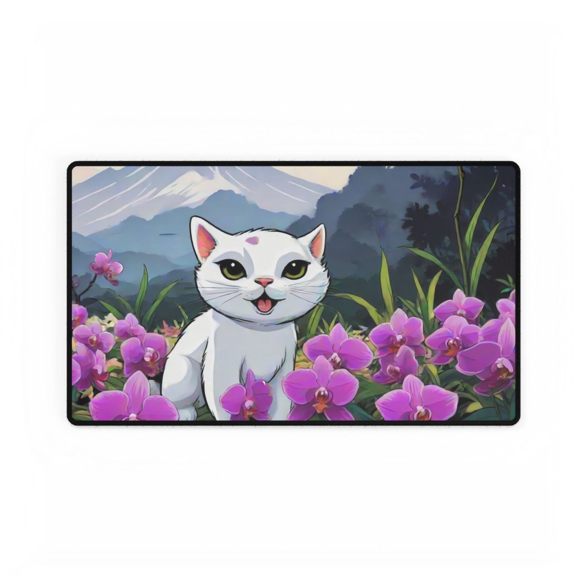 Meow Cat, Cartoon Desk Mat Japanese Cute XL Mousepads