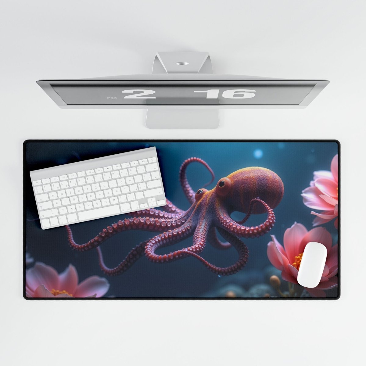 Octopus, Underwater Art Desk Mat Aquatic Fish XL Mousepads