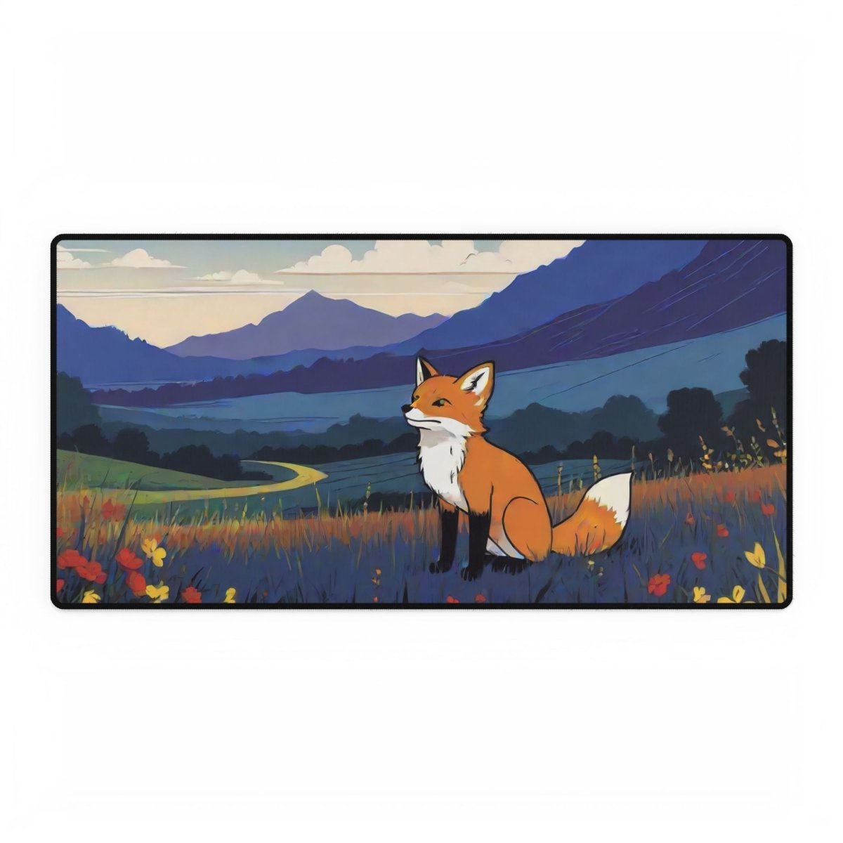 Red Fox Cartoon Desk Mat Japanese Cute XL Mousepads