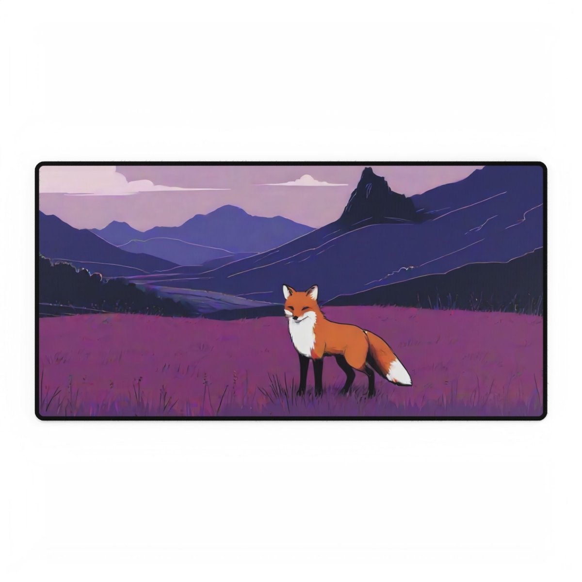 Red Fox with Purple Desk Mat Japanese Cute XL Mousepads