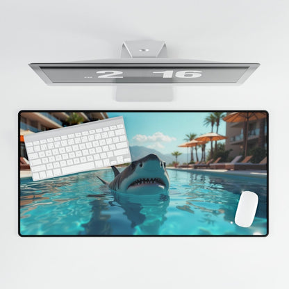 Shark in Swimming Pool Desk Mat Aquatic Fish XL Mousepads