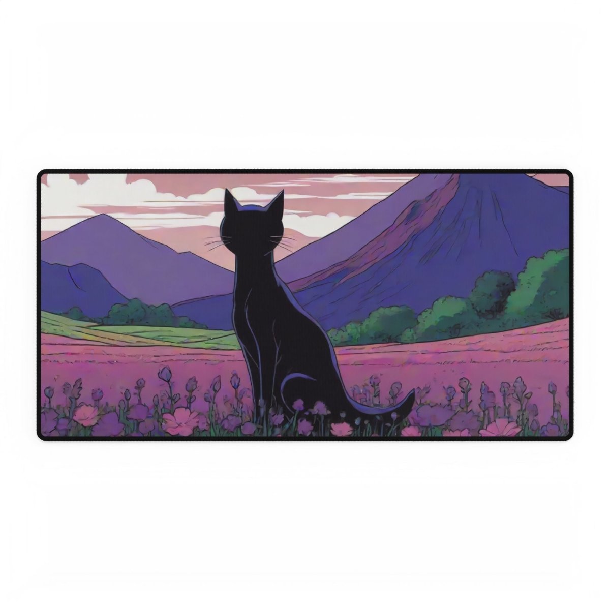 Siamese Black Cat Desk Mat Japanese Cute XL Mousepads