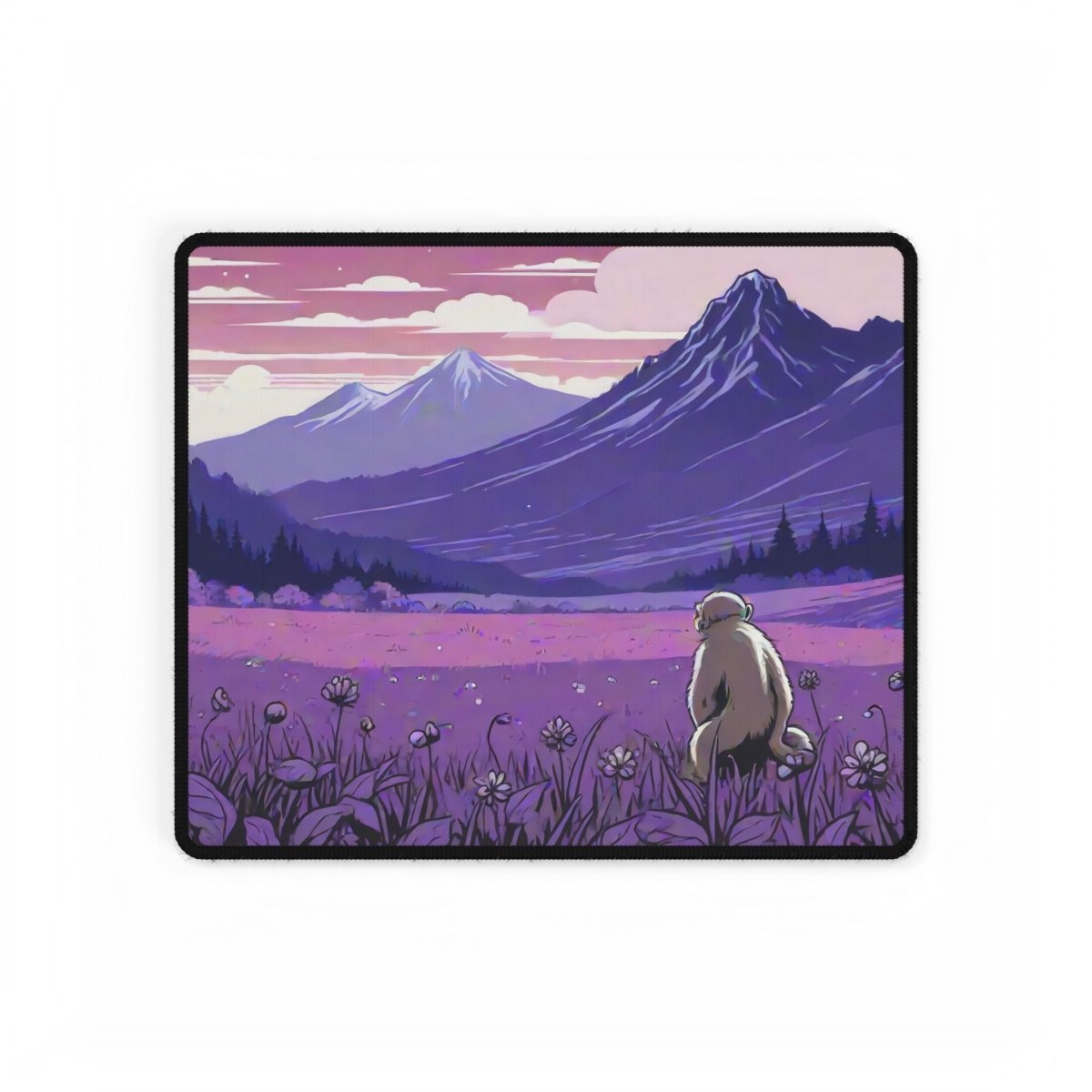 Snow Monkey Purple Desk Mat Japanese Cute XL Mousepads