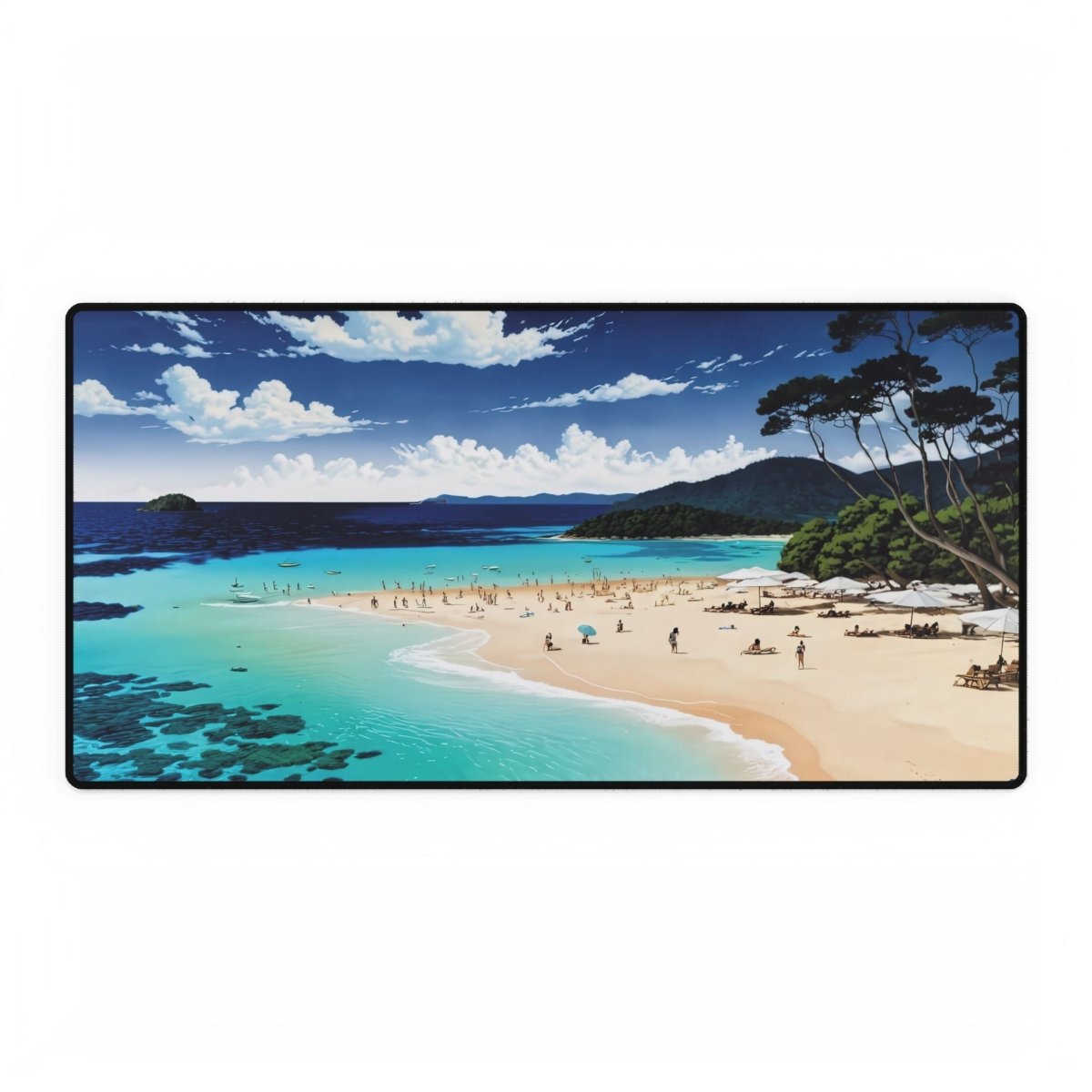 Tranquil Tropical Beach Desk Mat Stunning Views XL Mousepads