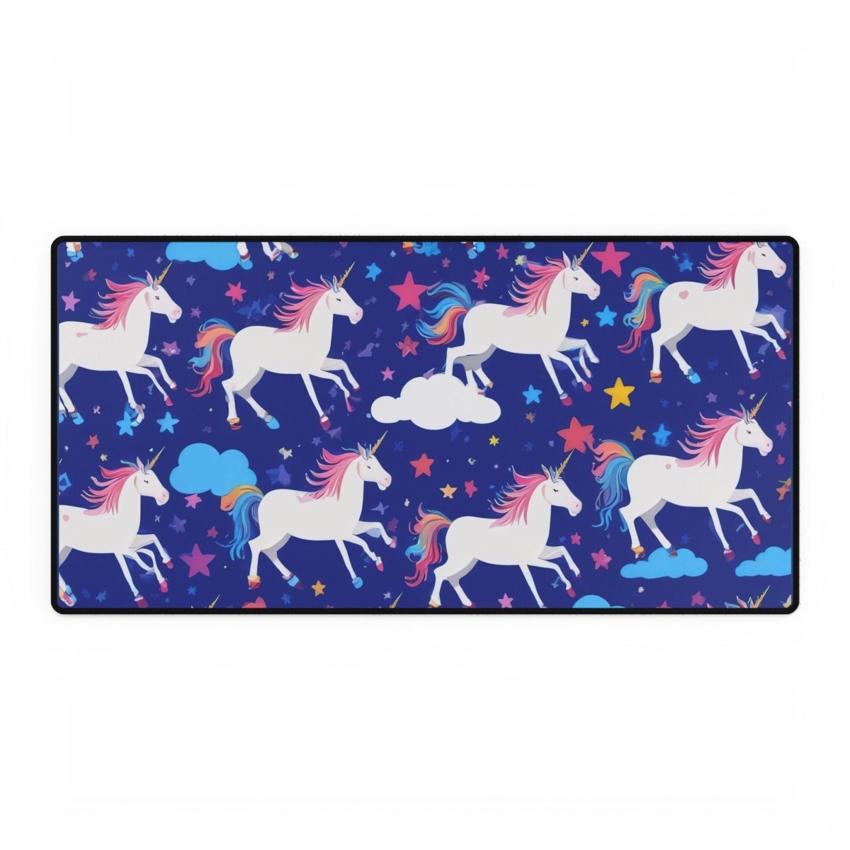 Unicorn Cartoons on Blue Desk Mat Bling & Glamour XL Mousepads