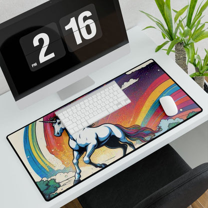 Unicorn with Rainbow, Cute Desk Mat Bling & Glamour XL Mousepads