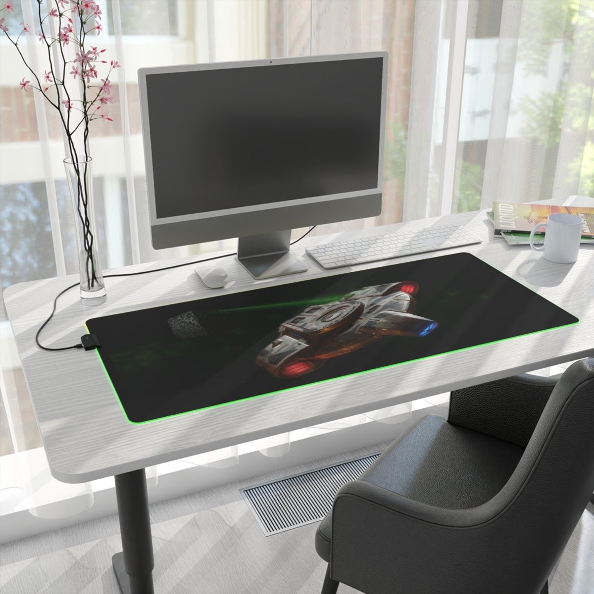 U.S.S. Defiant meets the Borg, LED DS9 LED Light - Up Sci - Fi, TV & Movies XL Mousepads