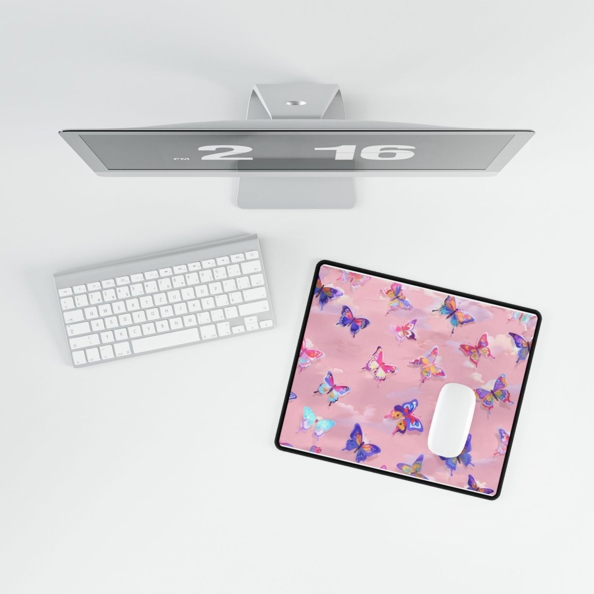 Watercolour Butterflies on Pink Desk Mat Bling & Glamour XL Mousepads